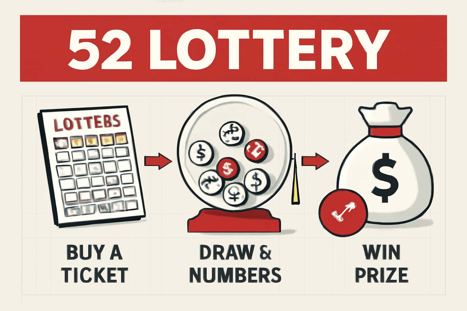 Informational illustration about How 52 Lottery Works.