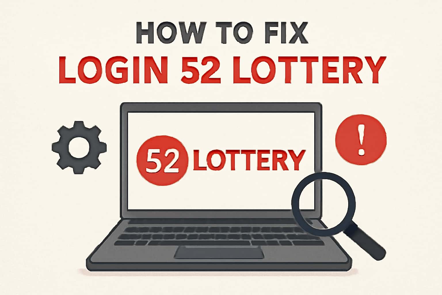 Visual representation of troubleshooting Login 52 issues on the 52 Lottery platform.