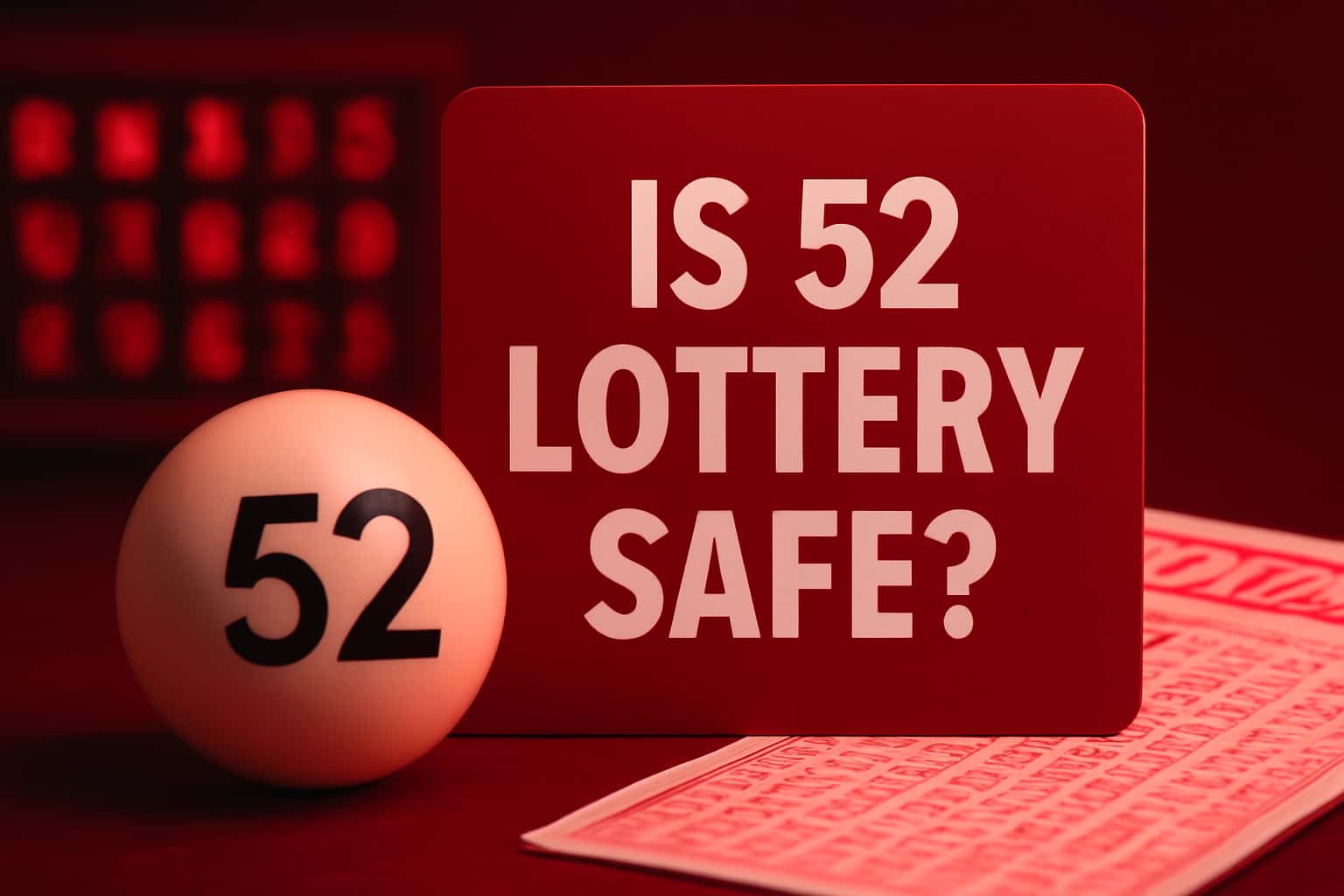 An informational scene depicting the safety features of the 52 Lottery platform.