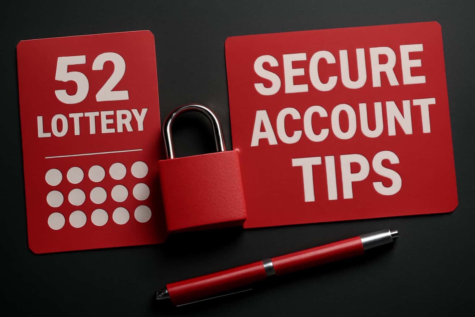An informative scene illustrating secure practices for a 52 Lottery account.
