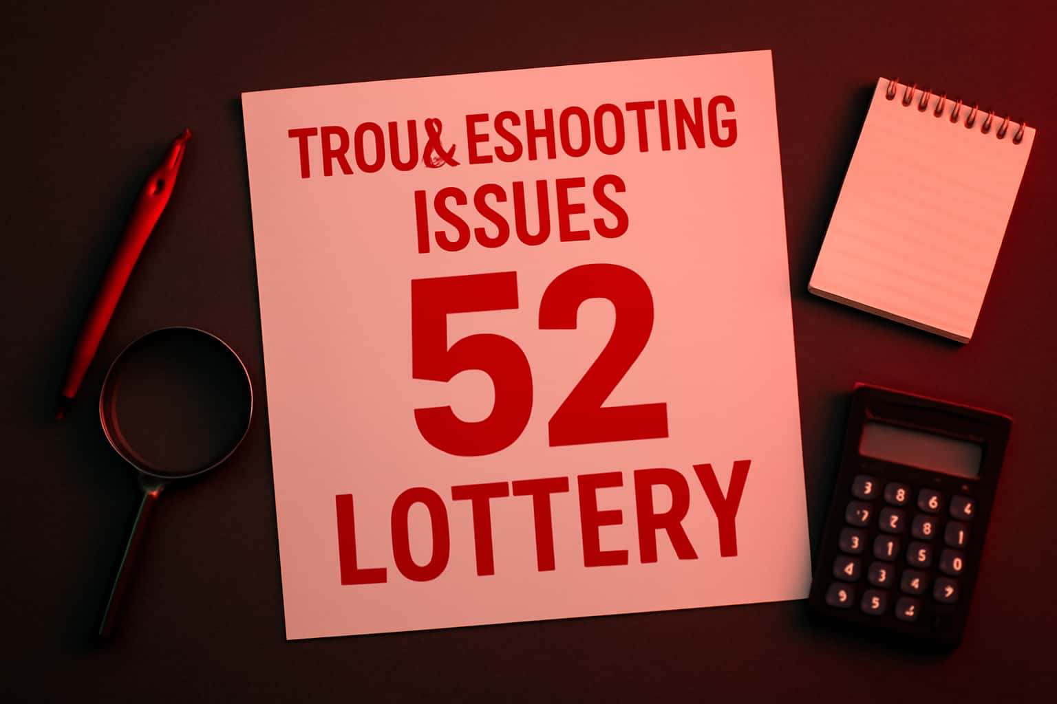 Informational graphic representing troubleshooting issues with 52 Lottery.